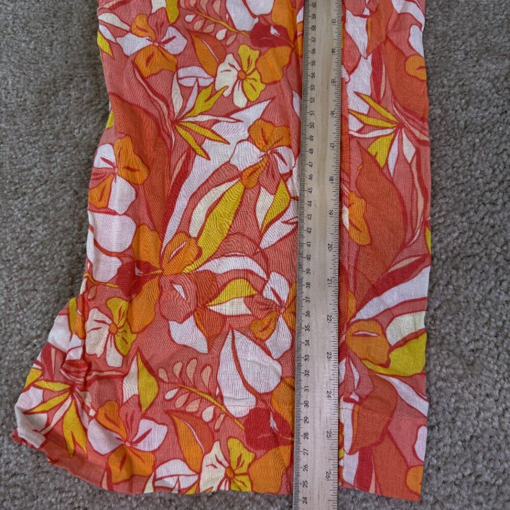 C&C California Linen Blend Sz L Wide Leg Cropped Colorful Floral Boho Pants E554 - Picture 9 of 11